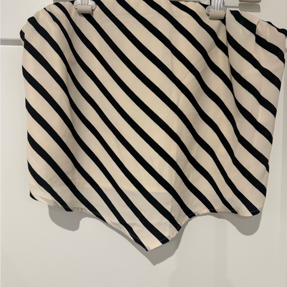 Abercrombie & Fitch Black and Cream Striped Tube Top